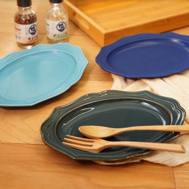 古董橢圓盤24.6cm|日本製美濃燒,點心盤、 甜點盤、水果盤 - 富士通販