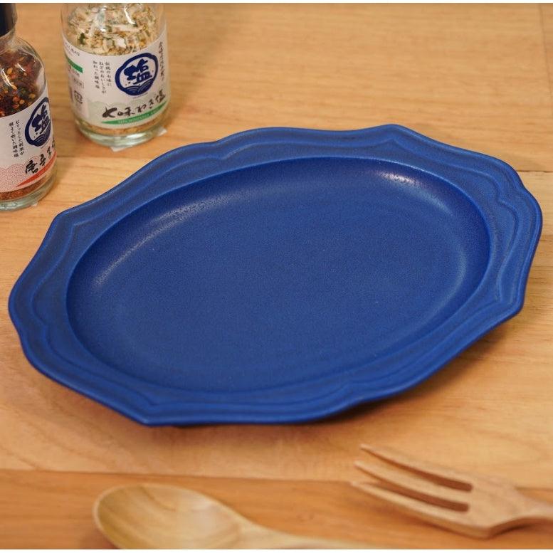 古董橢圓盤24.6cm|日本製美濃燒,點心盤、 甜點盤、水果盤 - 富士通販