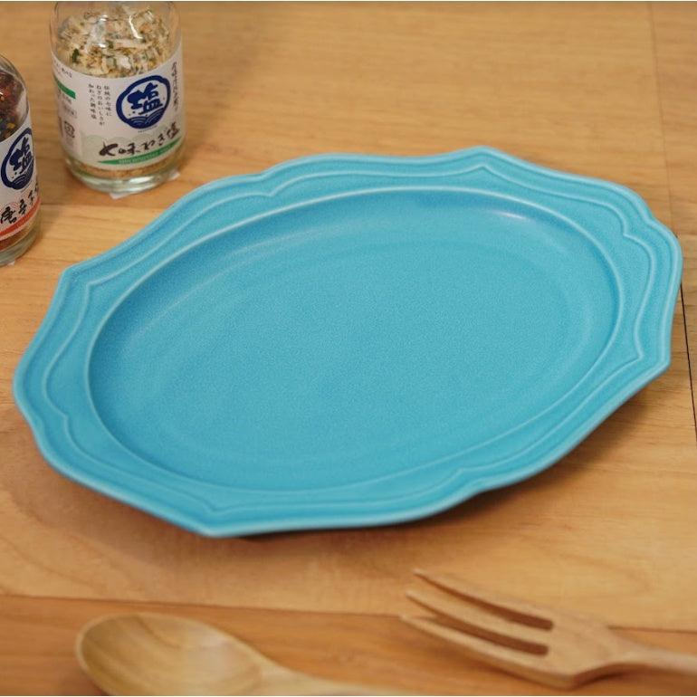 古董橢圓盤24.6cm|日本製美濃燒,點心盤、 甜點盤、水果盤 - 富士通販