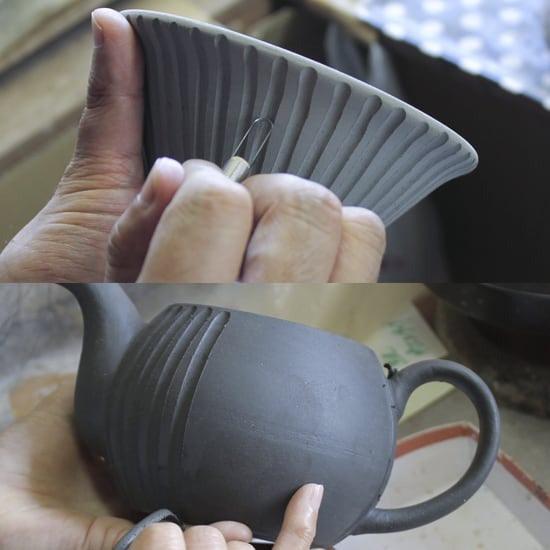 日本製 波佐見燒 青荻雕紋 急須壺|270 cc - 富士通販