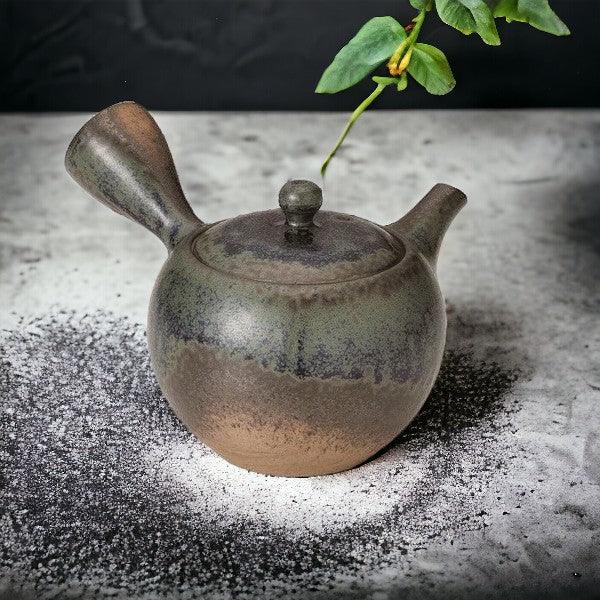 日本製 常滑燒 一心灰釉 側把茶壺 300cc|紫砂壺 泡茶壺 陶瓷茶壺