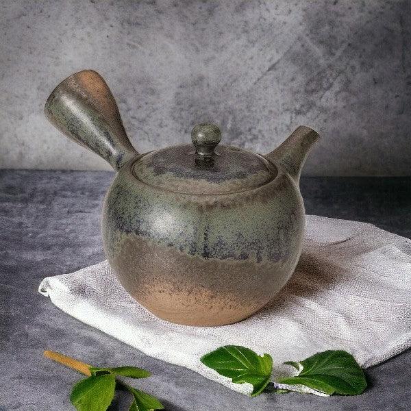 日本製 常滑燒 一心灰釉 側把茶壺 300cc|紫砂壺 泡茶壺 陶瓷茶壺