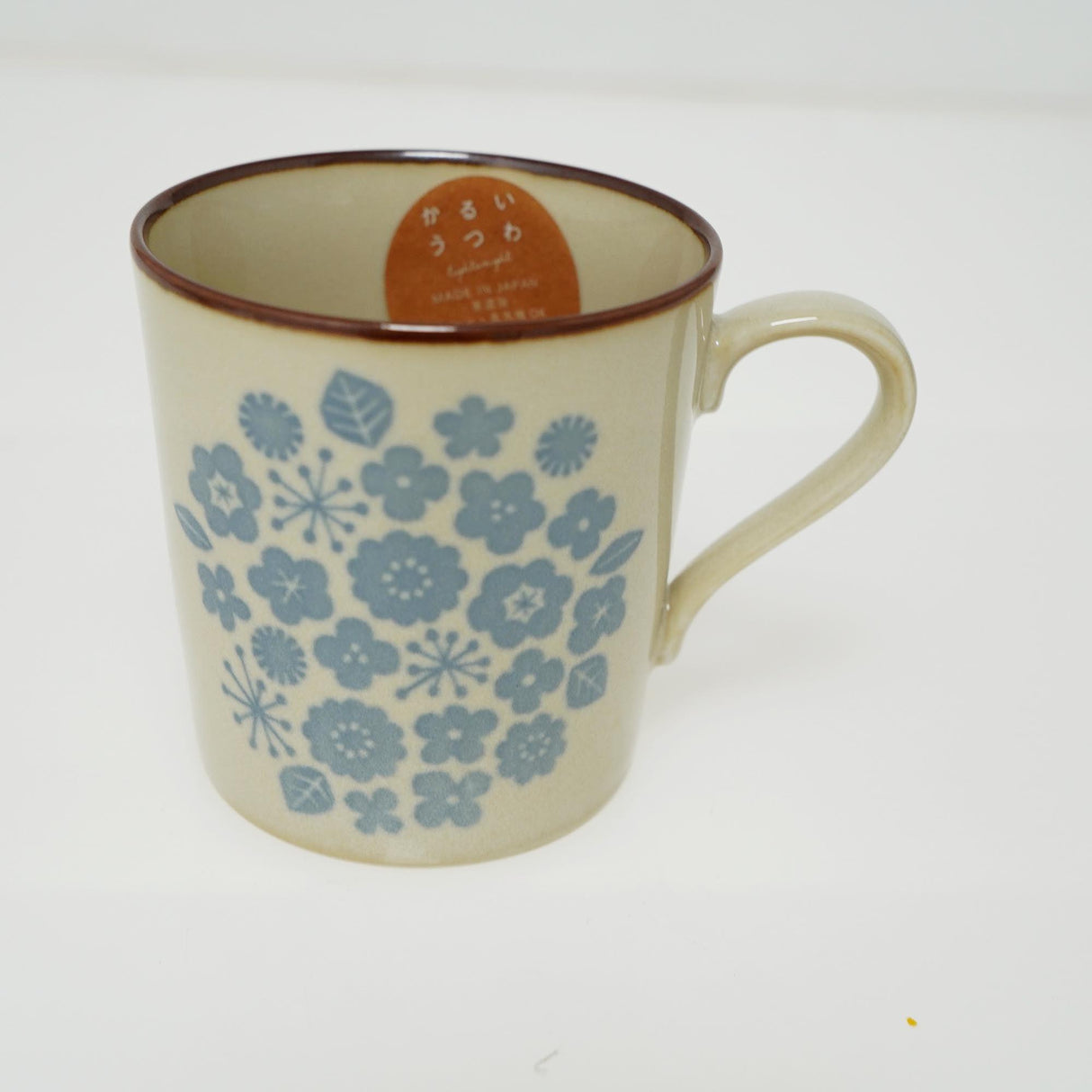 日本製 美濃燒馬克杯 藍色小花 300ml|陶瓷杯 日式茶杯 咖啡杯 - 富士通販