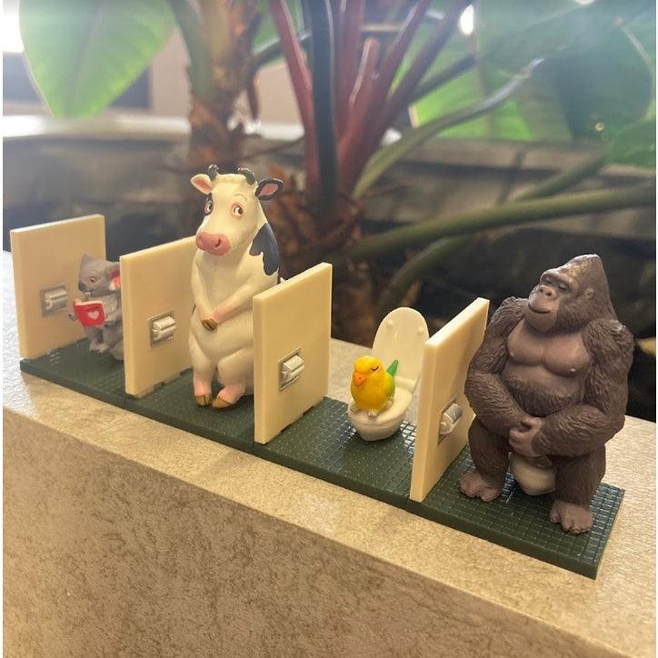 日本海洋堂扭蛋| 全4款,佐藤邦雄的動物們 廁所篇 - 無尾熊、大猩猩、鸚鵡、乳牛 - 富士通販