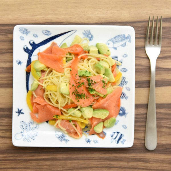 日本製 natural69 波佐見燒 cocomarine 正角皿 | 陶瓷盤 方盤 海洋生物