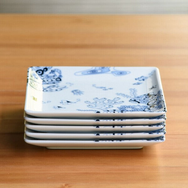 日本製 natural69 波佐見燒 cocomarine 正角皿 | 陶瓷盤 方盤 海洋生物