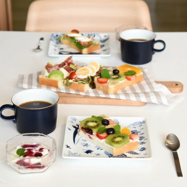 日本製 natural69 波佐見燒 cocomarine 正角皿 | 陶瓷盤 方盤 海洋生物