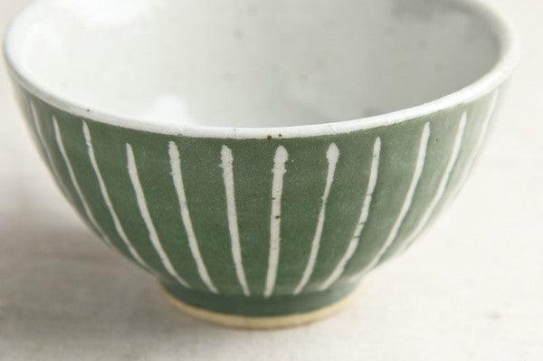 日本製 美濃燒 手工日式可愛線條 圓點陶瓷飯碗 |餐碗 日本碗 日式餐具