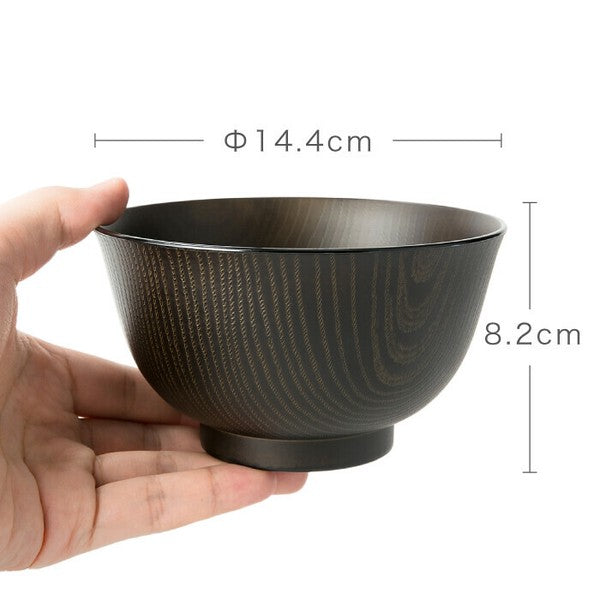 日本製 羽反全木目 木紋樹脂碗 大容量 800ml | 耐熱防摔 輕量碗 露營湯碗 兒童碗