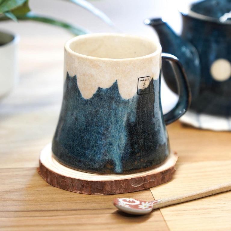 日本製 Rokuro Blut's 六魯 美濃燒富士山馬克杯 對杯禮盒組|粉色 藍色 250ml