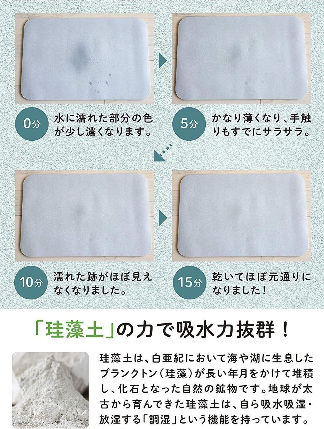 珪藻土軟性吸水地墊|無石綿|速乾止滑-尺寸60×40cm灰色 - 富士通販