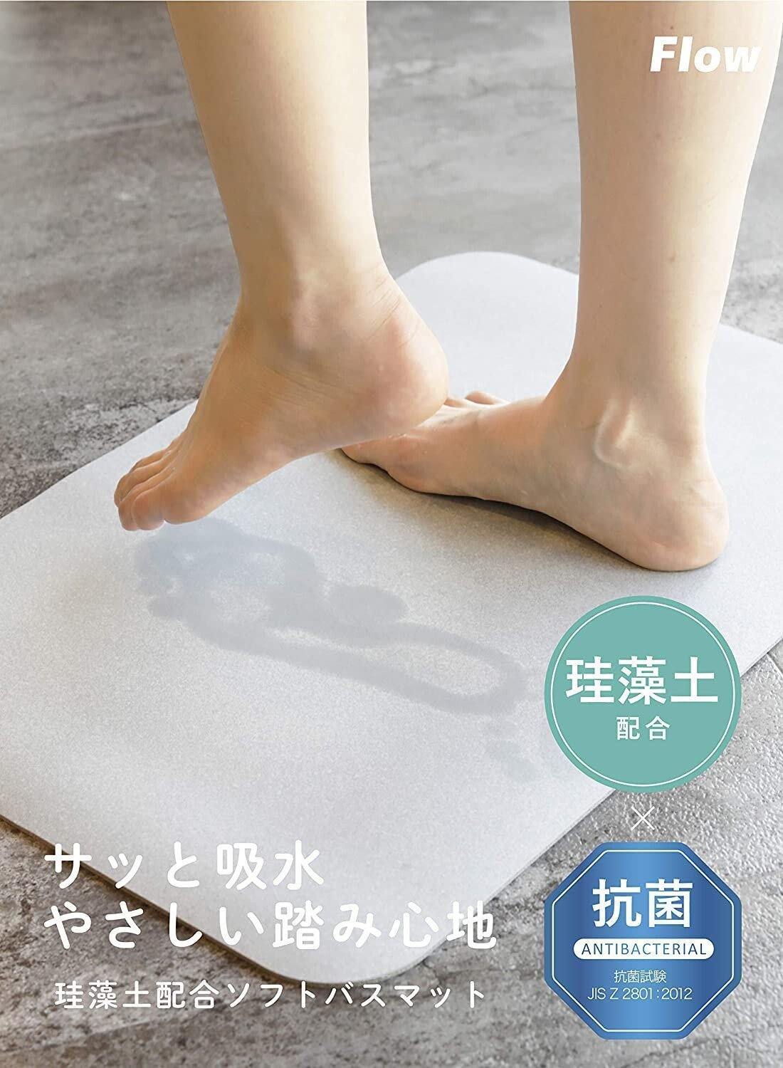 珪藻土軟性吸水地墊|無石綿|速乾止滑-尺寸60×40cm灰色 - 富士通販