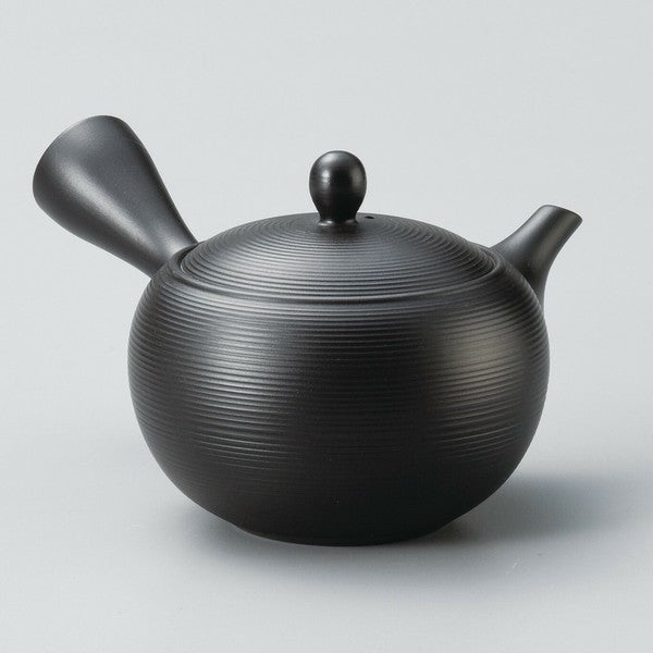日本製 常滑燒黑色條紋茶壺 | 內含濾網 急須茶壺 日本茶道