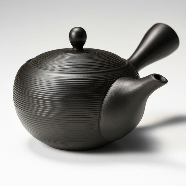 日本製 常滑燒黑色條紋茶壺 | 內含濾網 急須茶壺 日本茶道