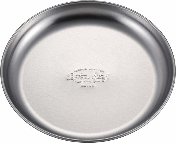 日本製 CAPTAIN STAG 露營不鏽鋼餐盤 16cm|輕量戶外野餐盤 camping首選