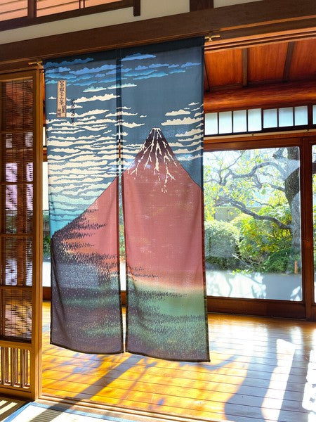 日式和風居家玄關隔簾 85×150cm 和風門簾 葛飾北斎 富士山|富士山門簾 門簾兩片式 廚房門簾
