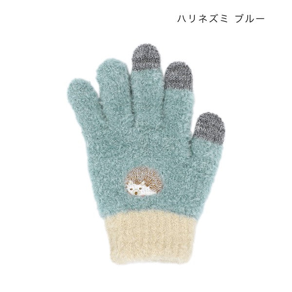 日本 秋冬新款 兒童毛茸茸手機觸控手套 精緻動物刺繡 八款可選 兒童手套 小孩手套