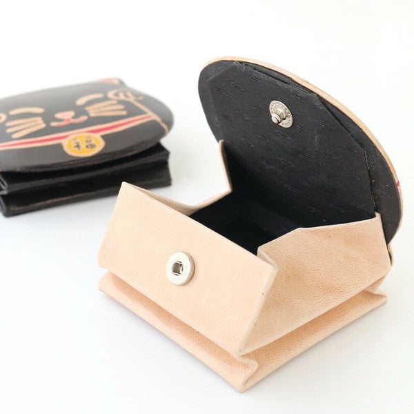 日本進口 羊皮招財貓立體零錢包 | 手工彩繪設計 皮革零錢包 招財