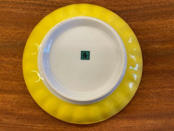 日本製 吾山窯 黃彩梅小花5吋盤 | 中國風 黃花鳥 陶瓷盤 梅花盤 餐盤 輕量盤