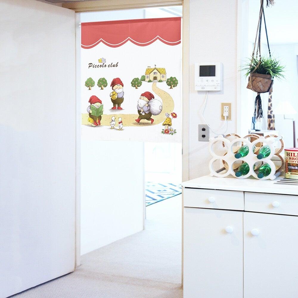 日本製小矮人85x90cm短門簾| 居家布置聖誕老人裝飾簾 - 富士通販