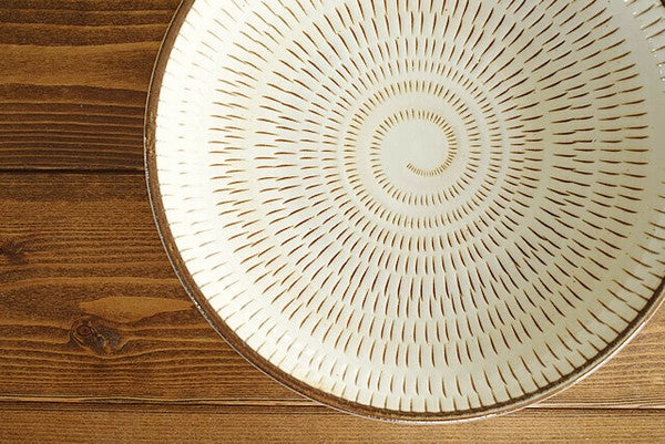 日本製 美濃燒 民芸錆十草深盤 | 沙拉盤 湯汁料理盤 彩釉雕紋 日式手作餐盤