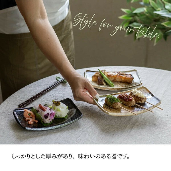 日本製 美濃燒 日式陶瓷魚盤 三色 | 刺身盤 烤魚 燒烤盤 甜點盤 日本料理盤子 刷毛目紋