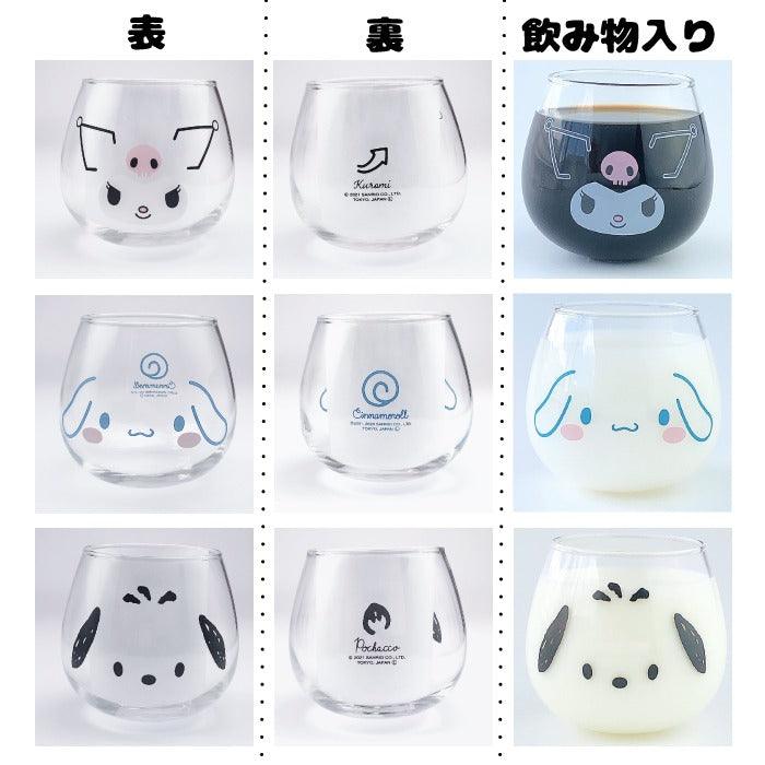 日本製不倒翁透明玻璃杯 牛奶杯 320ml|大耳狗 酷洛米 帕恰狗 Hello Kitty 美樂蒂 布丁狗