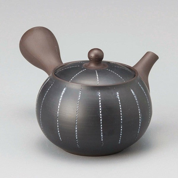 日本製 常滑燒 春秋黑泥白點線茶壺 | 急須壺 側把急須壺 日式茶壺 常滑燒茶壺