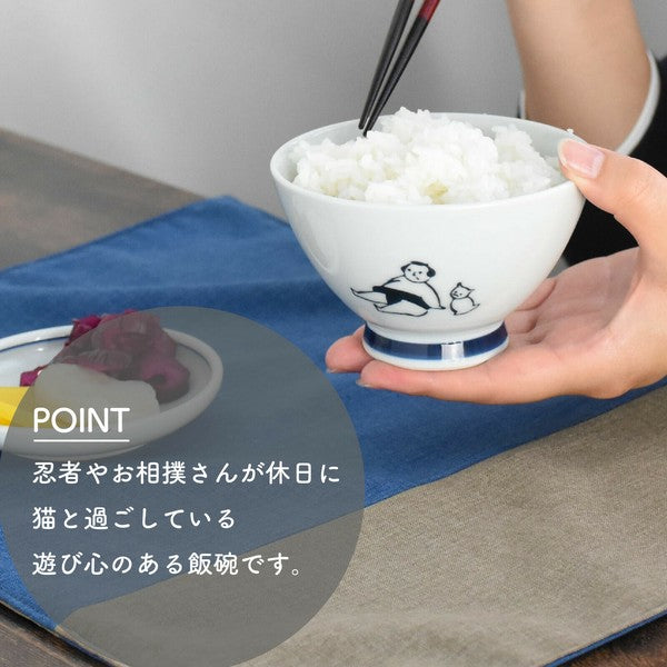 日本製 波佐見燒 KYU-JISTU系列 人類與貓碗 | 陶瓷碗 湯碗 飯碗 逸品社 天龍窯