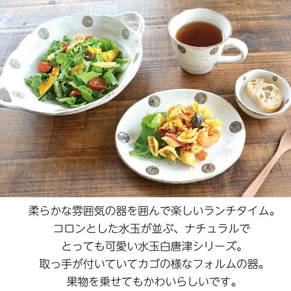 日本製 美濃燒 水玉白唐津雙耳盤/飯碗 | 咖哩盤 飯碗 湯碗 日式餐盤