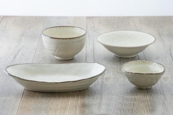 日本製 COTON 簡約 木棉白 棕色線條 日本碗盤系列