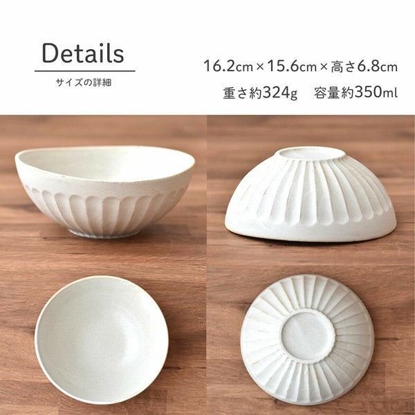 日本製 美濃燒 白釉直紋造型碗 | 拉麵碗 湯碗 不規則圓碗