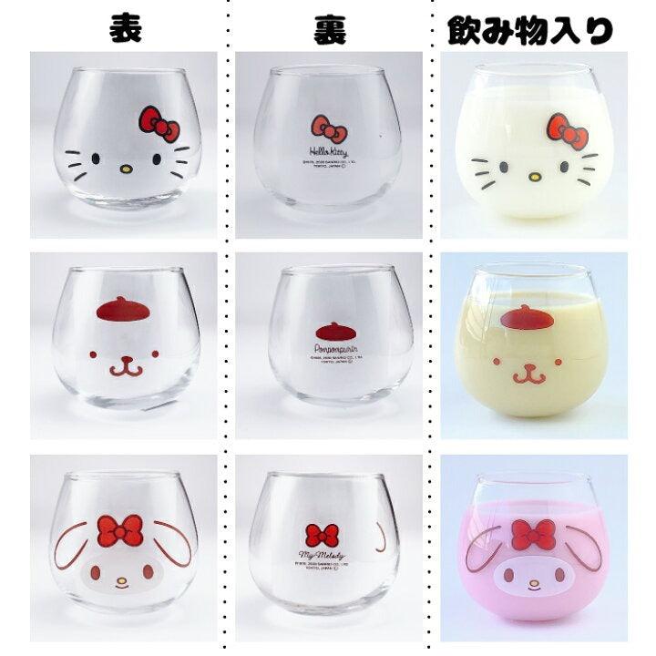 日本製不倒翁透明玻璃杯 牛奶杯 320ml|大耳狗 酷洛米 帕恰狗 Hello Kitty 美樂蒂 布丁狗