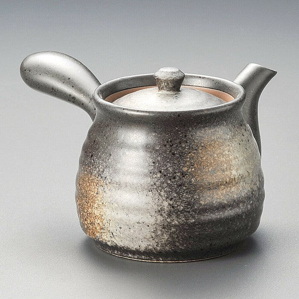 日本製 美濃燒 黑色備前六兵衛茶壺 500cc | 泡茶壺 茶壺 側把壺