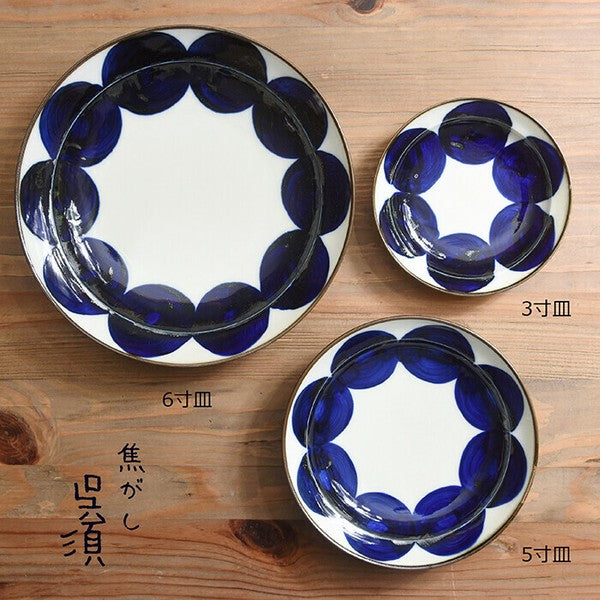 日本製 波佐見燒 natural69 焦吳須手繪圓盤 | 餐盤 甜點盤 菜盤