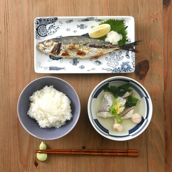 日本製 natural69 波佐見燒 cocomarine 長方盤 | 海洋生物 陶瓷盤 美耐皿器