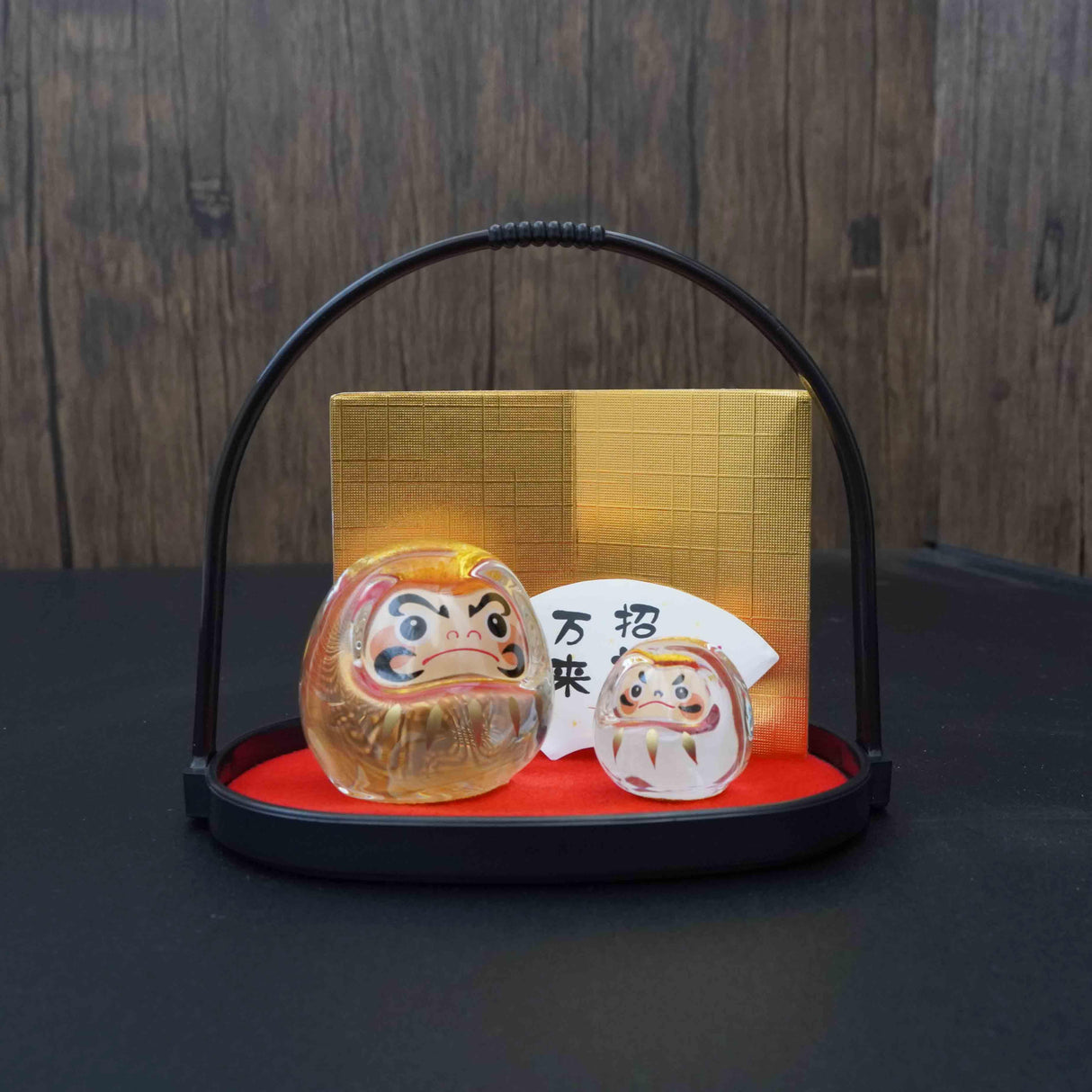 日本 金彩硝子 招福萬來 玻璃達摩組|裝飾品擺件 開店賀禮 入厝禮物