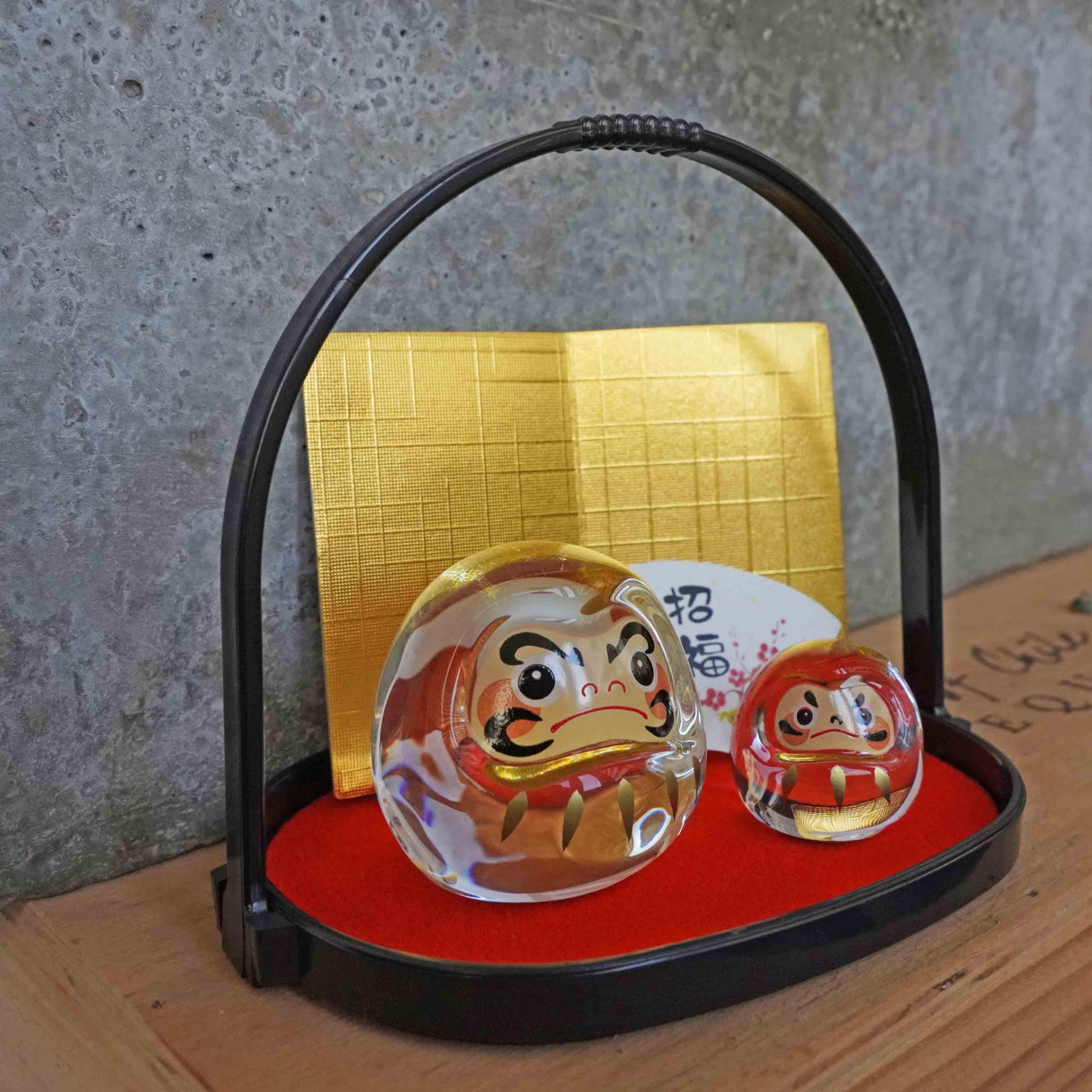 日本 金彩硝子 招福萬來 玻璃達摩組|裝飾品擺件 開店賀禮 入厝禮物