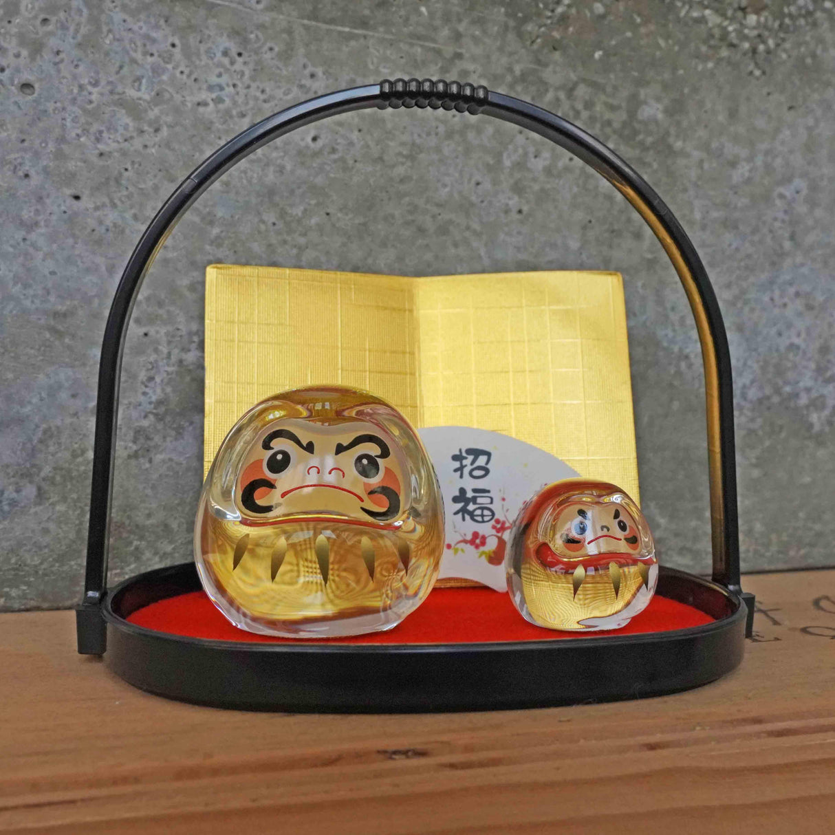 日本 金彩硝子 招福萬來 玻璃達摩組|裝飾品擺件 開店賀禮 入厝禮物