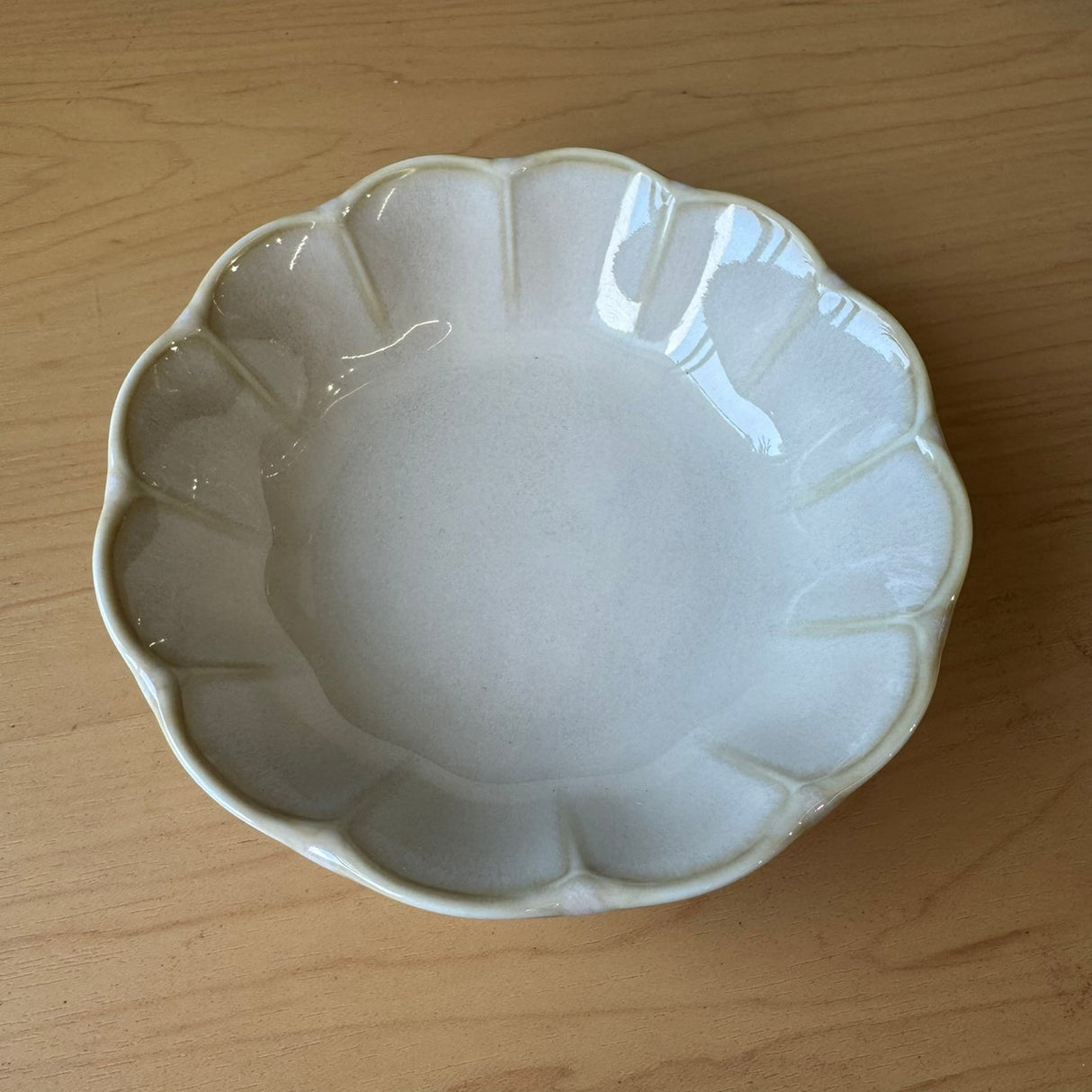 日本製美濃燒復古花邊造型米白色/松花綠餐盤