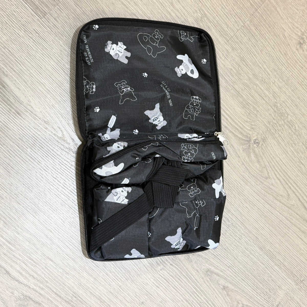 雪納瑞圖案可折疊行李袋 M L|日系旅行收納袋 出遊收納包 折疊旅行包