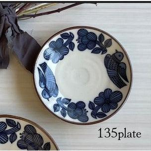 日本製 ARDEA 復古花鳥餐盤|蛋糕 甜點 點心 沙拉 - 富士通販