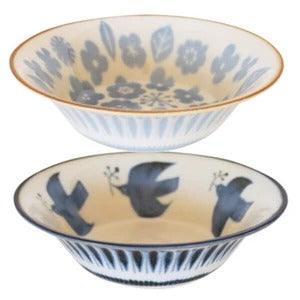 日本製 BISQUE 美濃燒 海鷗 花 陶瓷碗 |湯碗 飯碗 沙拉碗 - 富士通販