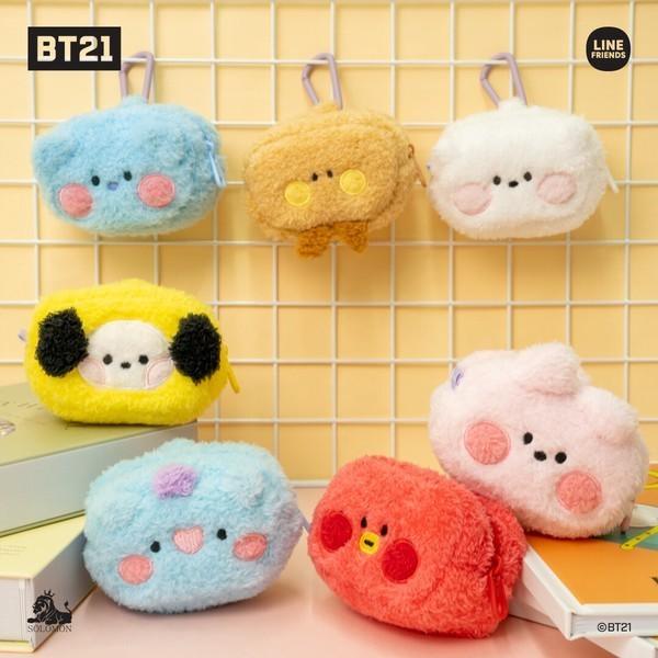 BT21 minini 絨毛 小物收納包|零錢包 包包吊飾 AirPods包 - 富士通販