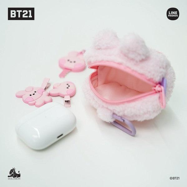 BT21 minini 絨毛 小物收納包|零錢包 包包吊飾 AirPods包 - 富士通販