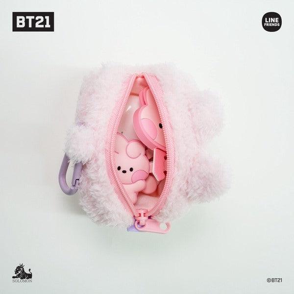 BT21 minini 絨毛 小物收納包|零錢包 包包吊飾 AirPods包 - 富士通販
