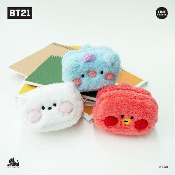 BT21 minini 絨毛 小物收納包|零錢包 包包吊飾 AirPods包 - 富士通販