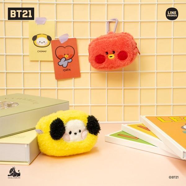 BT21 minini 絨毛 小物收納包|零錢包 包包吊飾 AirPods包 - 富士通販