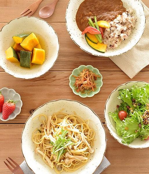 日本製 美濃燒 白色菊型餐碗|陶瓷盤 沙拉碗 水果盤 - 富士通販