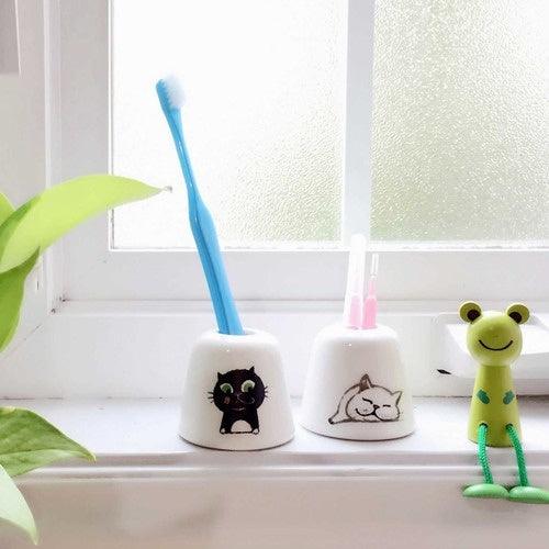日本 Chaton Chaton 貓咪牙刷架|筆架 文具架 收納架 - 富士通販